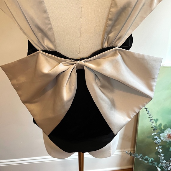Express Velvet Oversized Bow Women Top Bodysuit Large Glamorous Statement Preppy - Picture 4 of 12
